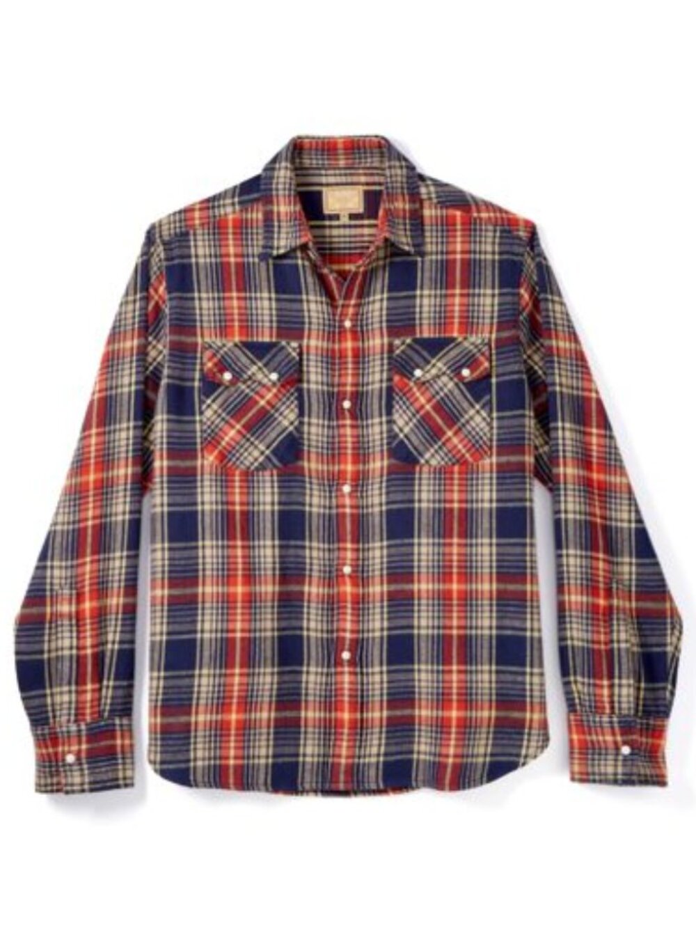Wythe Men's Washed Flannel Pearl Snap Western Shirt Red Navy Plaid Size XL